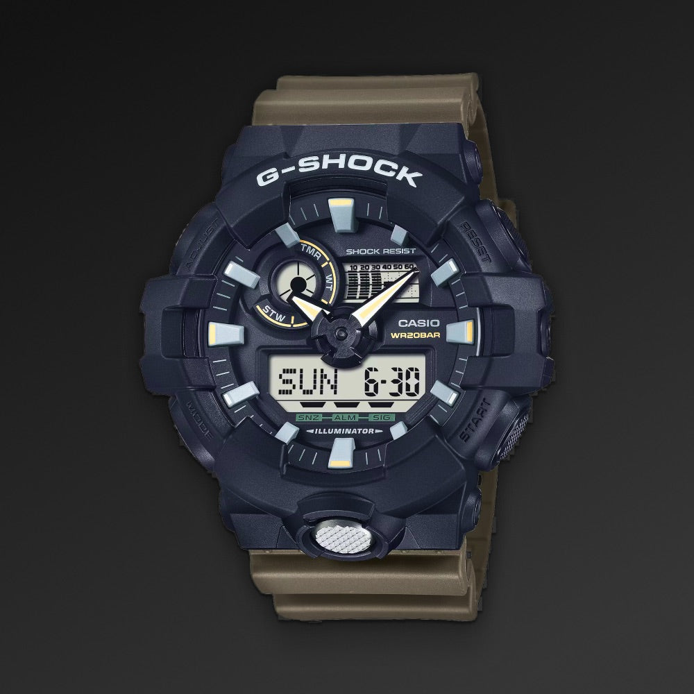 Casio GA-710TU-1A3 taktisk klokke, urskive