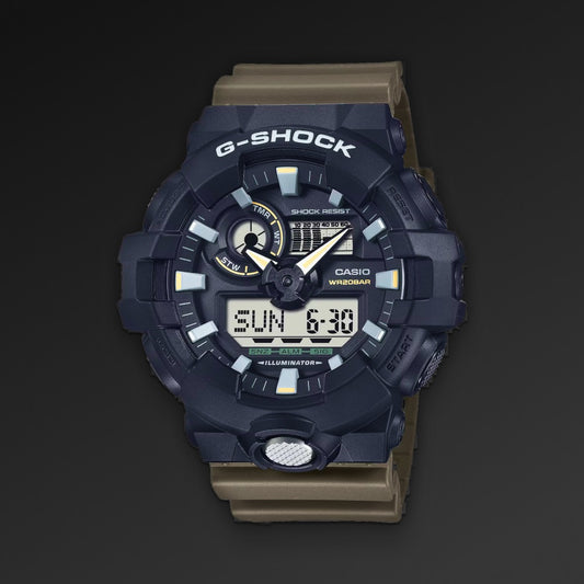 Casio GA-710TU-1A3 taktisk klokke, urskive