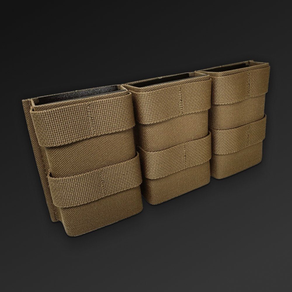 Trippel magasinlomme fra Esstac til 5.56 magasiner, coyote brun, fremside